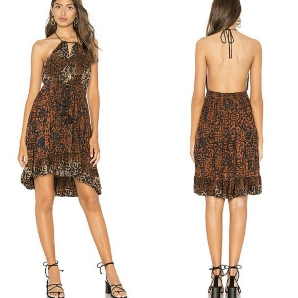 Free People Beach Day Halter Mini Ruffle Dress M - Picture 1 of 11